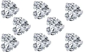 14k White Gold Plated 1Ct Heart White Sapphire Set Of Four Stud Earrings