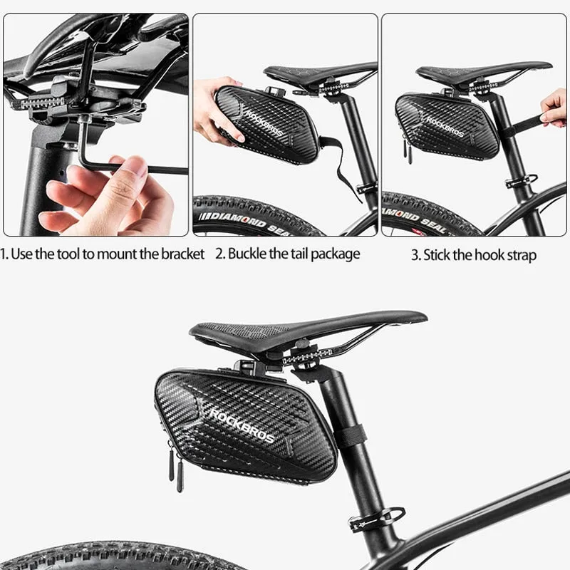 1.5L Hard Shell Bike Bag Rainproof Reflective Portable Hang Light Saddle Seatpost Rear Panniers