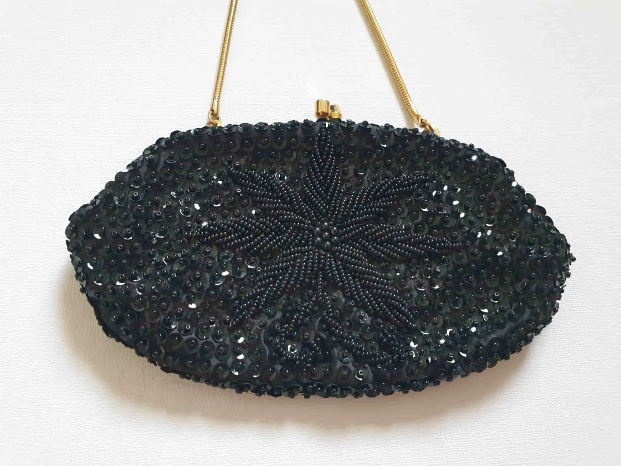 1960s Black Beaded Purse