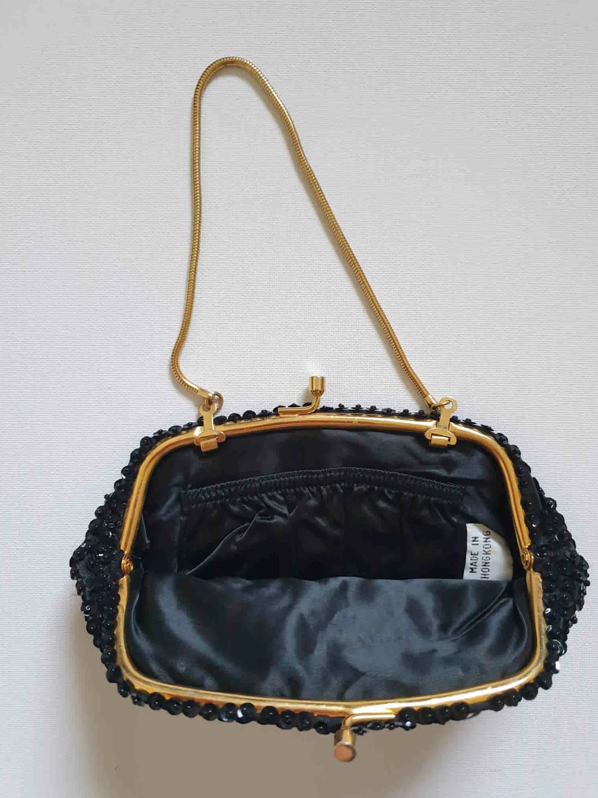 1960s Black Beaded Purse
