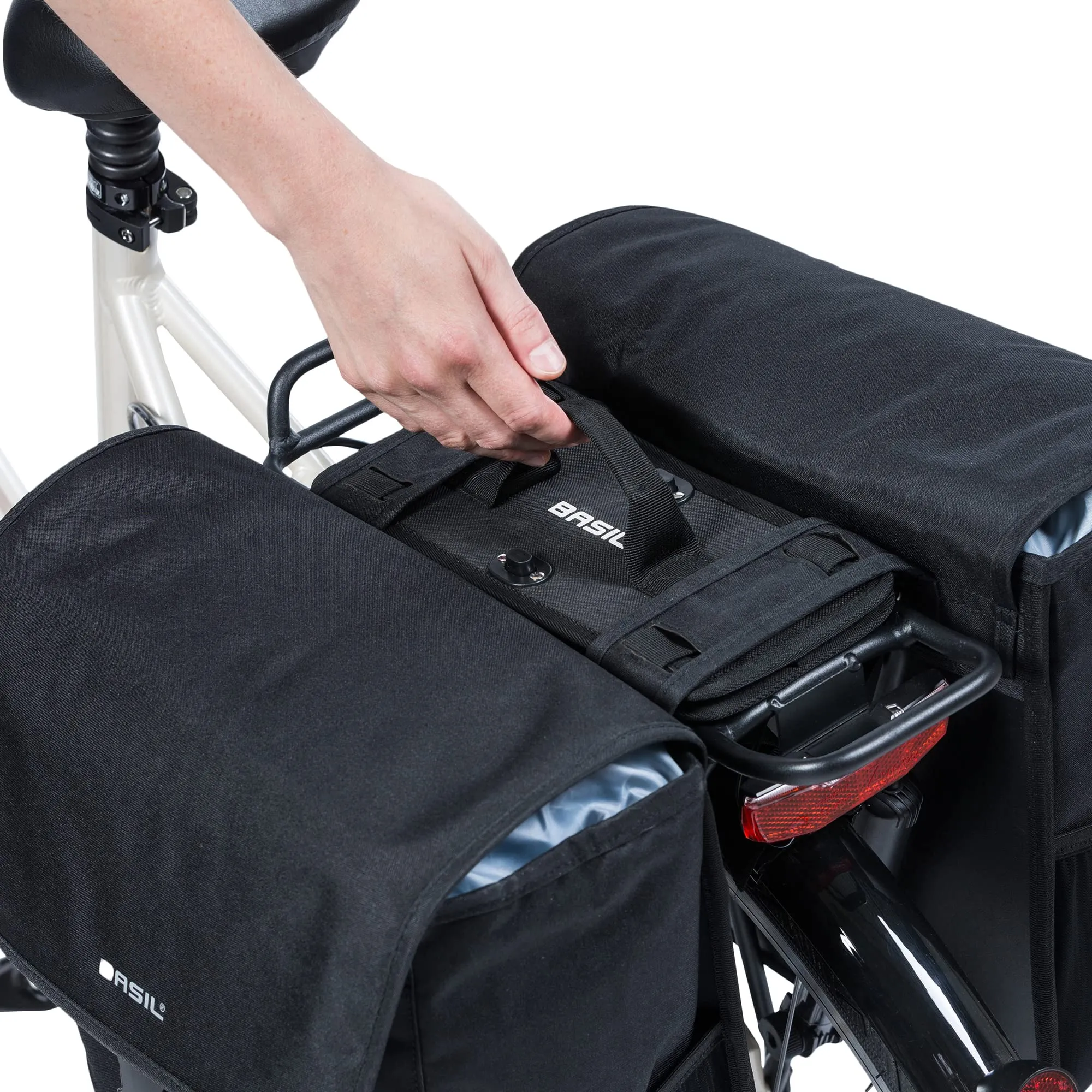 Basil Detachable Bag System, Universal Bridge System, Handle, Black, One Size