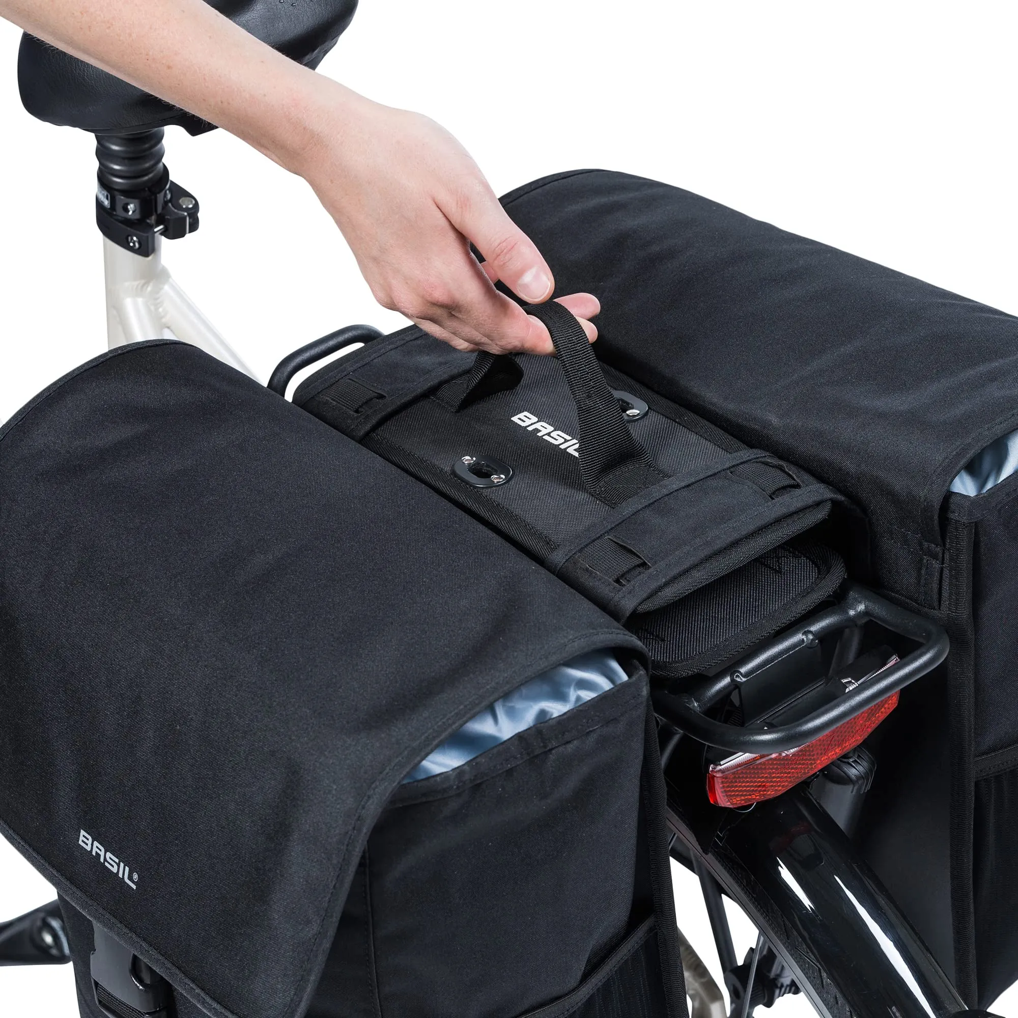 Basil Detachable Bag System, Universal Bridge System, Handle, Black, One Size