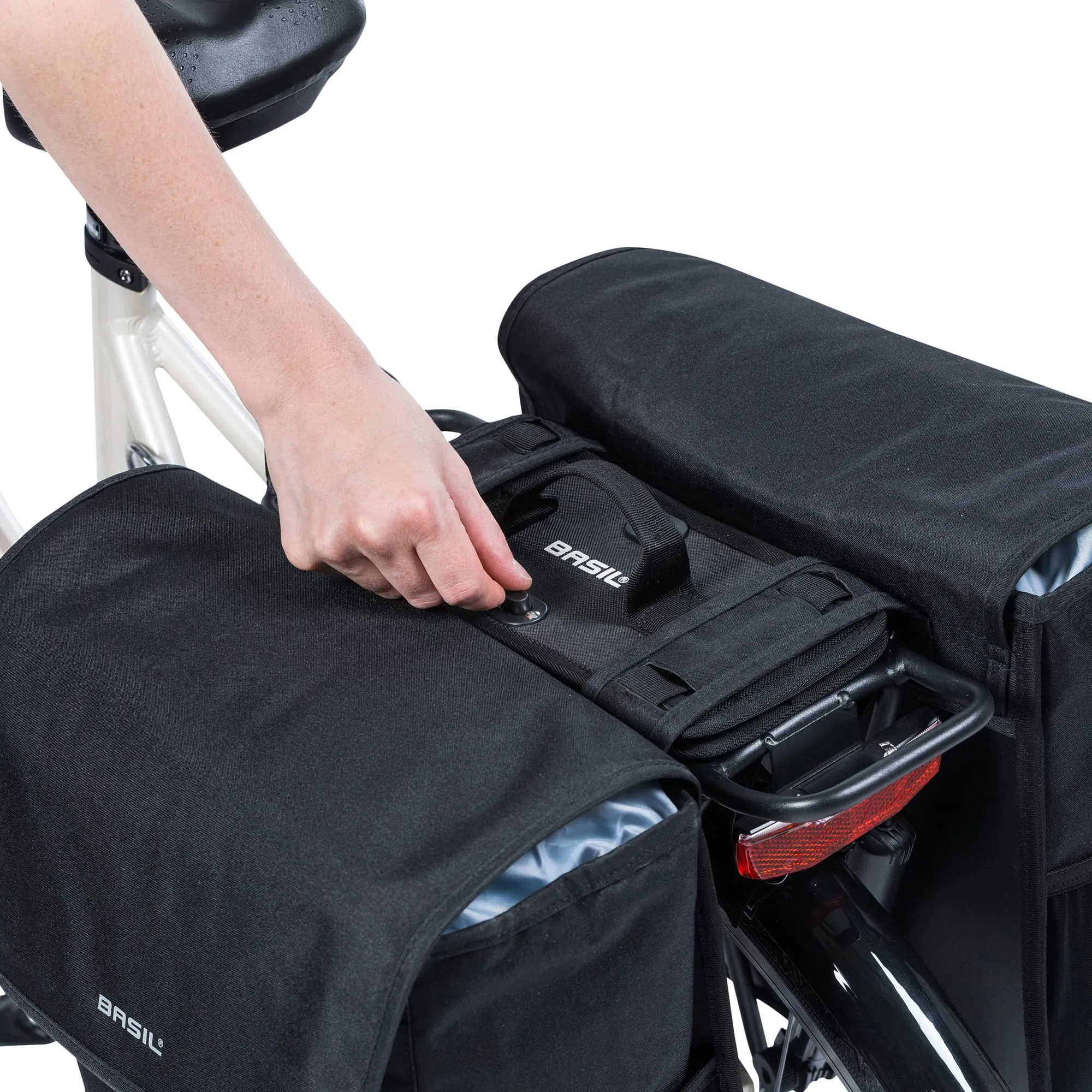 Basil Detachable Bag System, Universal Bridge System, Handle, Black, One Size