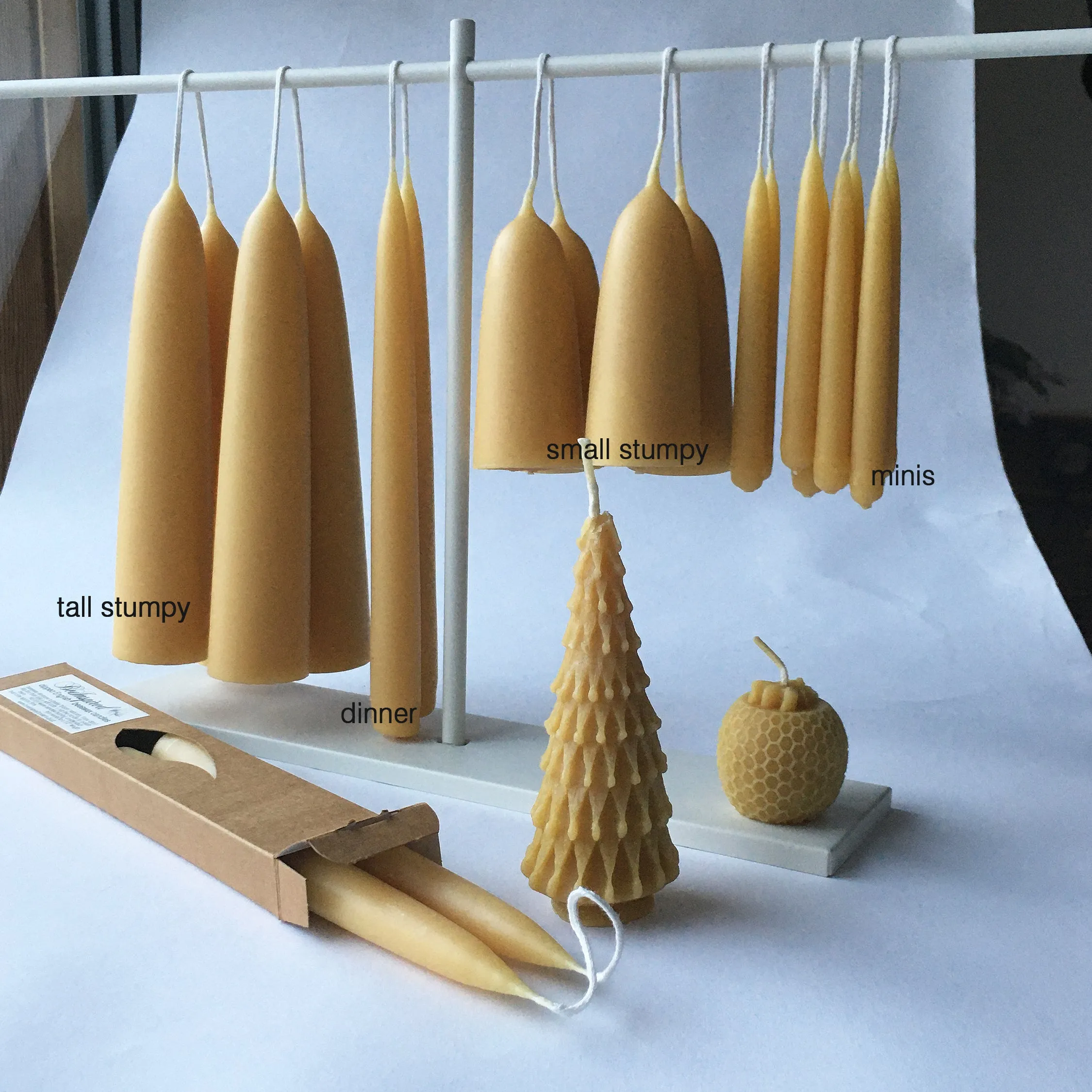 beeswax dinner candle pair dipped