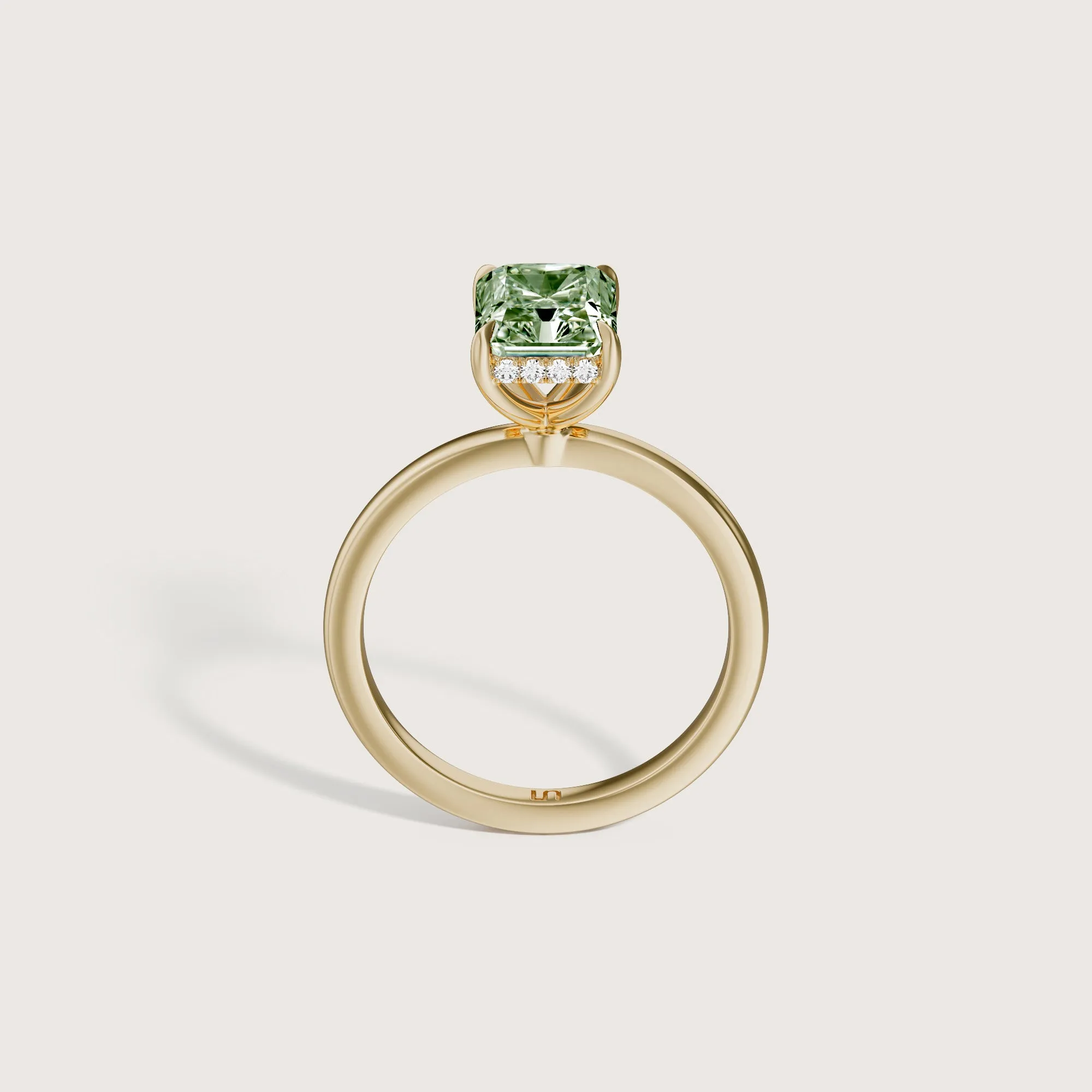 Bianca Radiant Solitaire Green Diamond - Hidden Halo