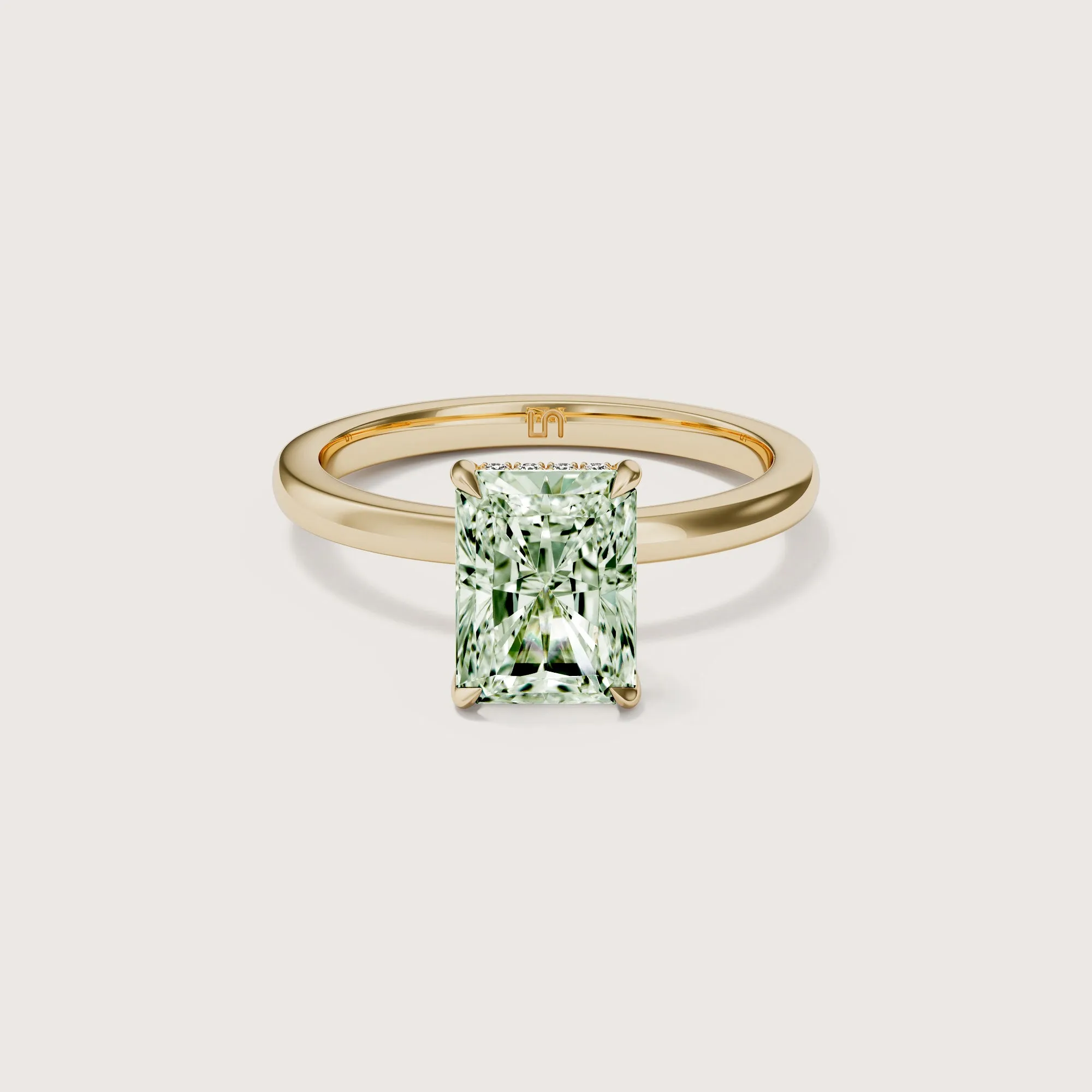 Bianca Radiant Solitaire Green Diamond - Hidden Halo