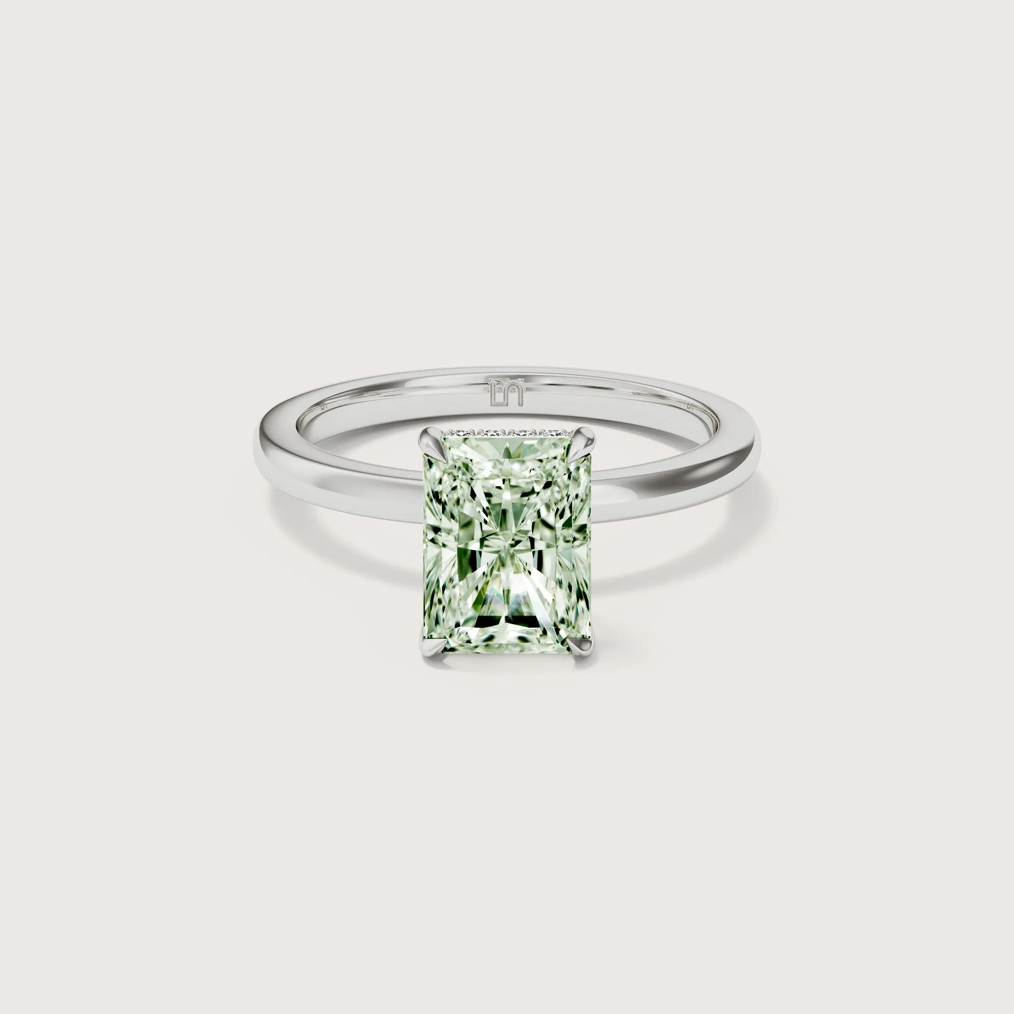 Bianca Radiant Solitaire Green Diamond - Hidden Halo