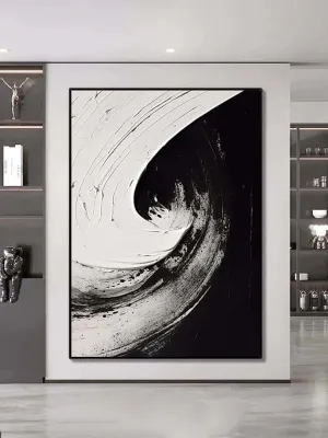 Black and White Swirl Oil Painting