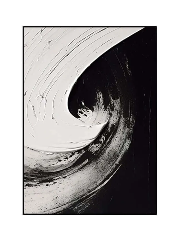 Black and White Swirl Oil Painting
