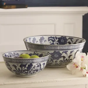 Blue & White Lotus Flower Bowl Set Of 4 By Tozai Home