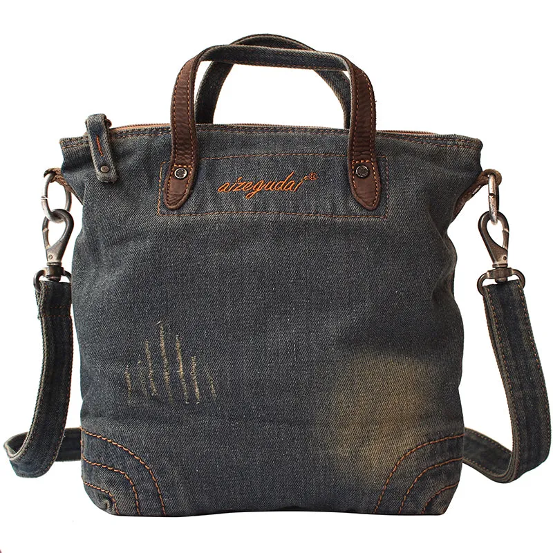 Blue Denim Small Tote Bags Denim Small Tote Messenger Bags Vintage Small Crossbody Bag For Women