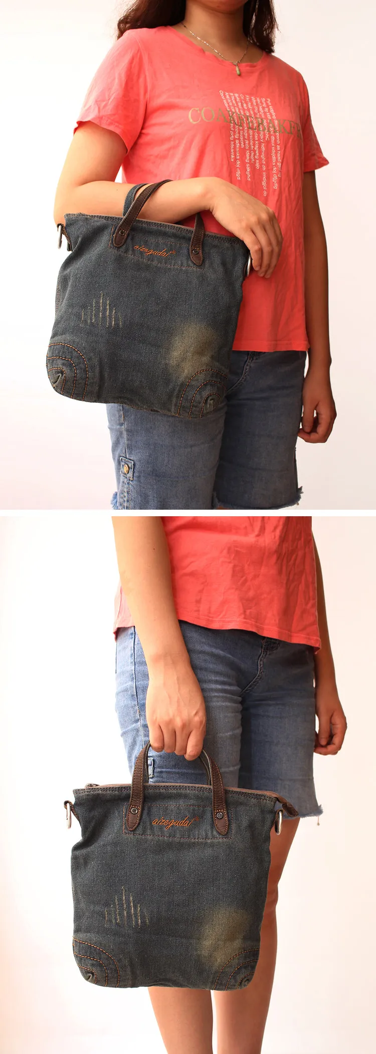Blue Denim Small Tote Bags Denim Small Tote Messenger Bags Vintage Small Crossbody Bag For Women