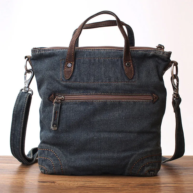 Blue Denim Small Tote Bags Denim Small Tote Messenger Bags Vintage Small Crossbody Bag For Women