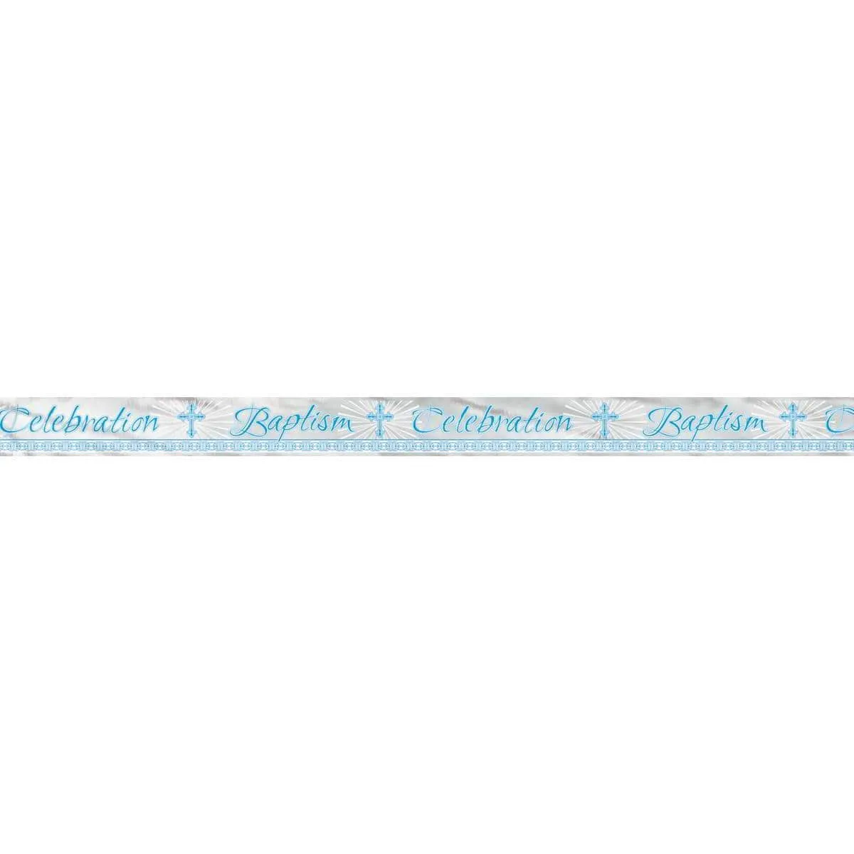 Blue Radiant Cross - Baptism Foil Banner 12 Ft