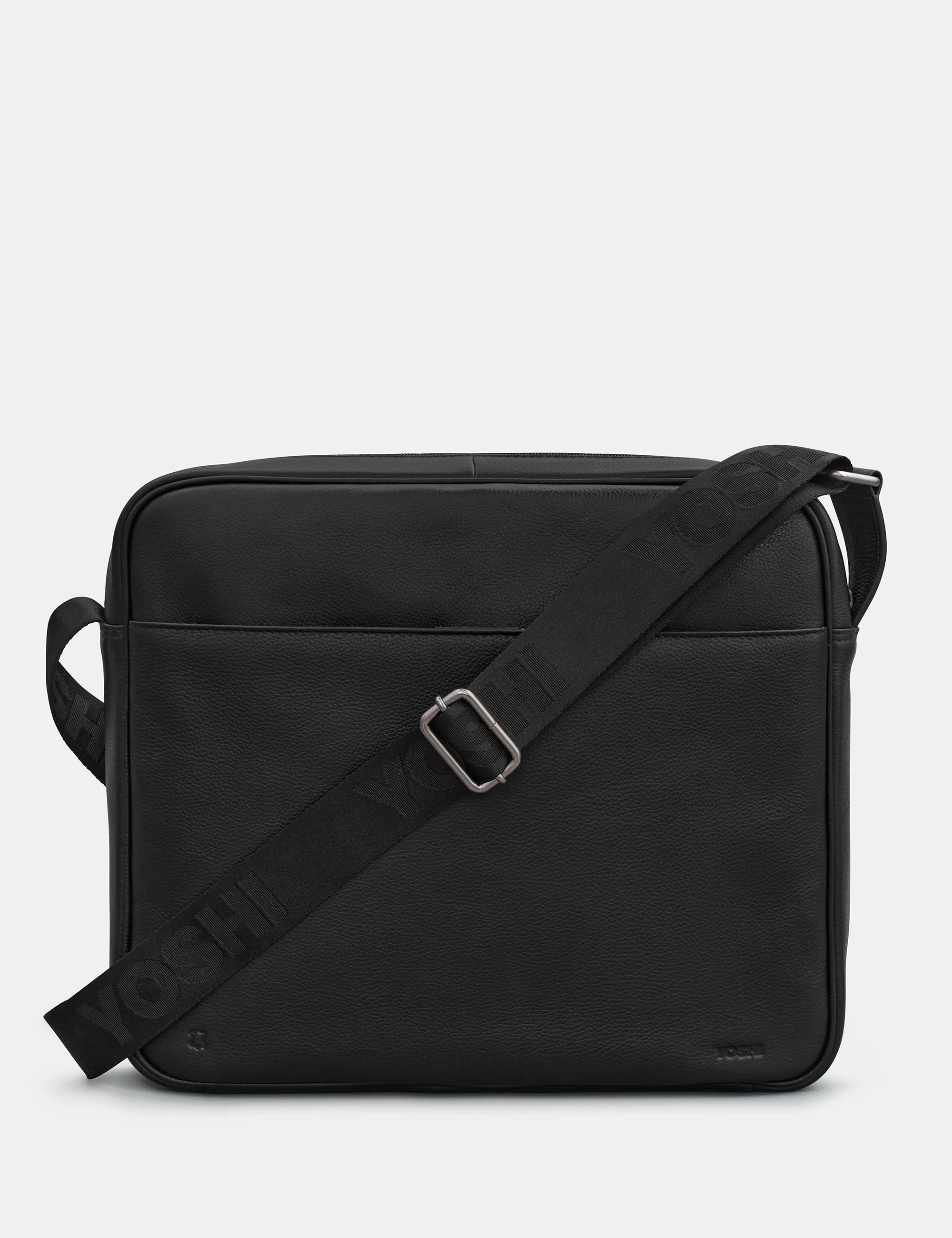 Bookworm Black Leather Messenger Bag