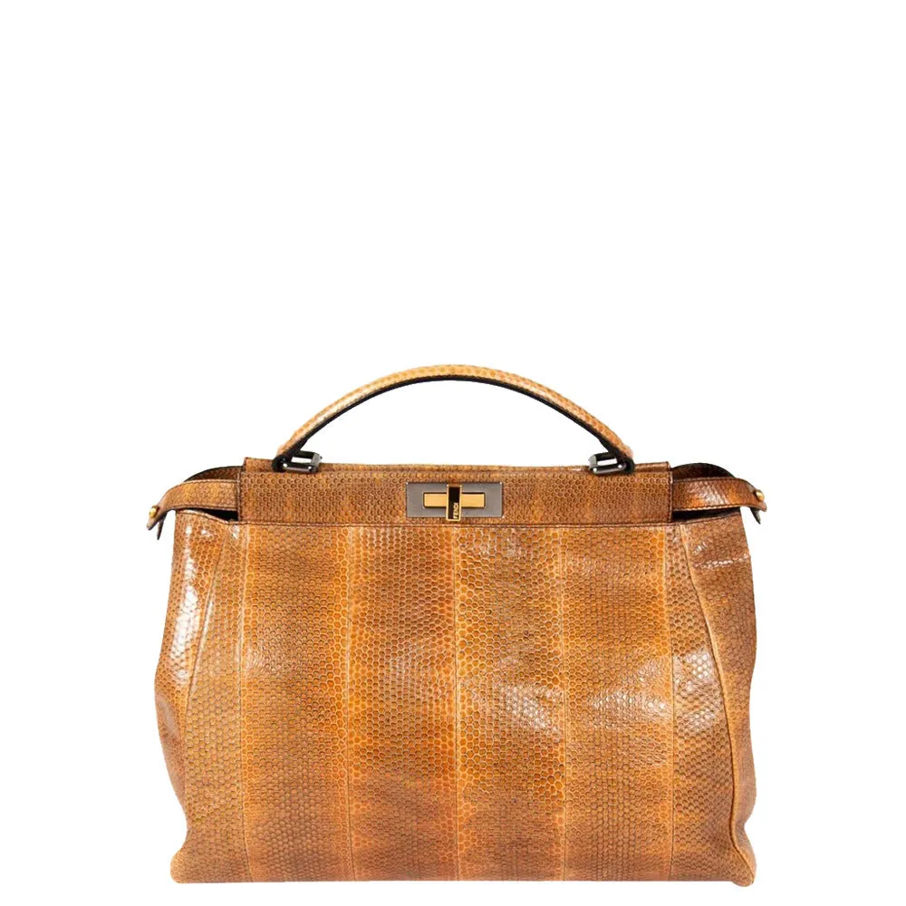 Brown Python Mini Peekaboo Top Handle Bag