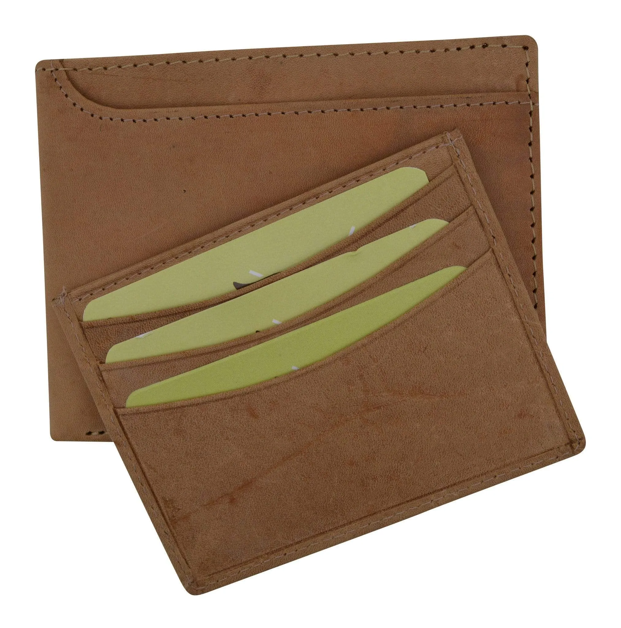 Cavelio Premium Leather Hunter Vintage Style Bifold Credit Card Holder Wallet with Removable ID Card Holder HU534 (C)