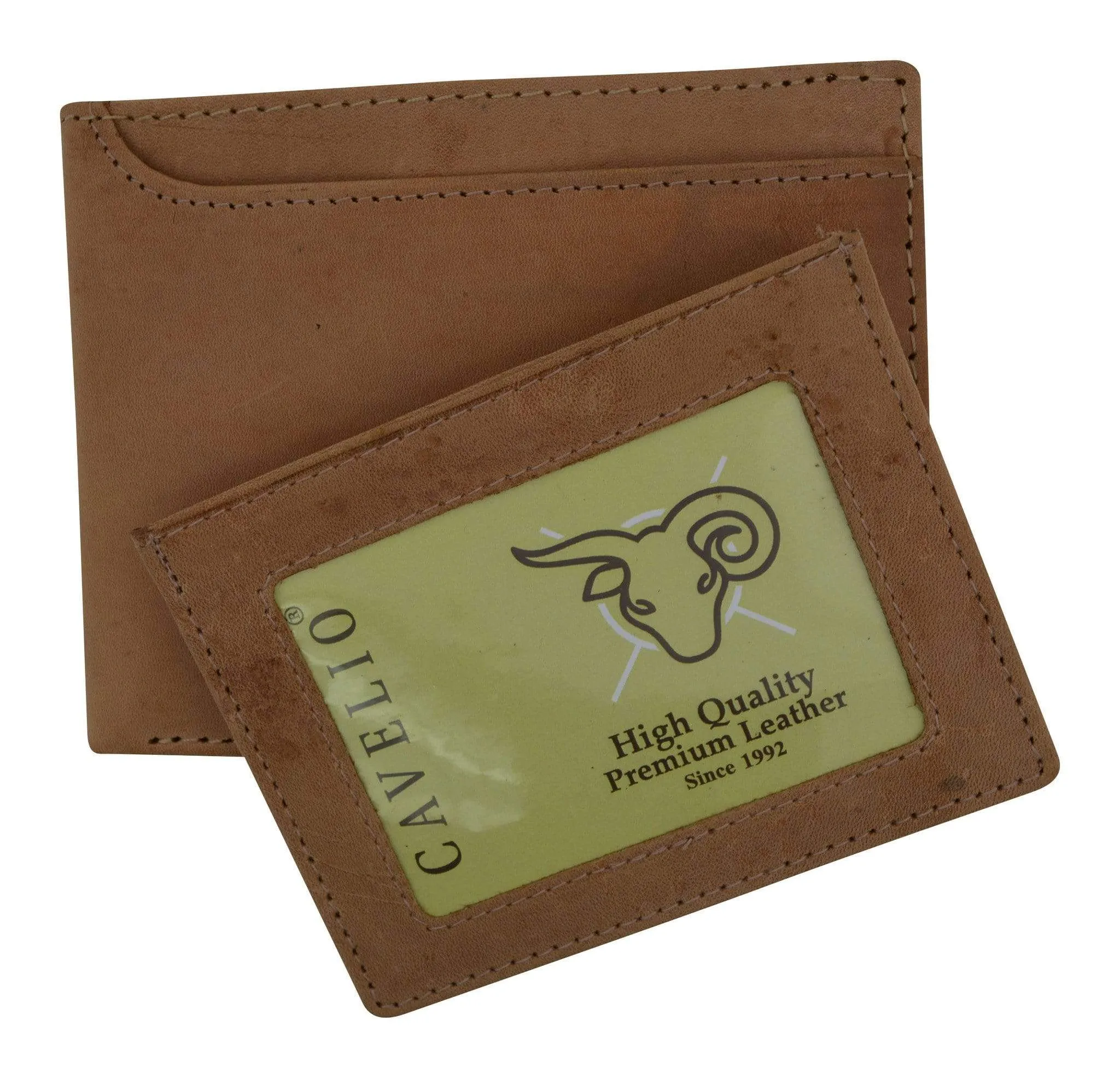 Cavelio Premium Leather Hunter Vintage Style Bifold Credit Card Holder Wallet with Removable ID Card Holder HU534 (C)