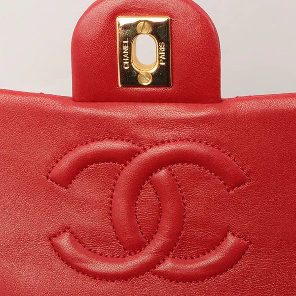 Chanel Around 1990 Made Classic Flap Chain Bag Mini Red