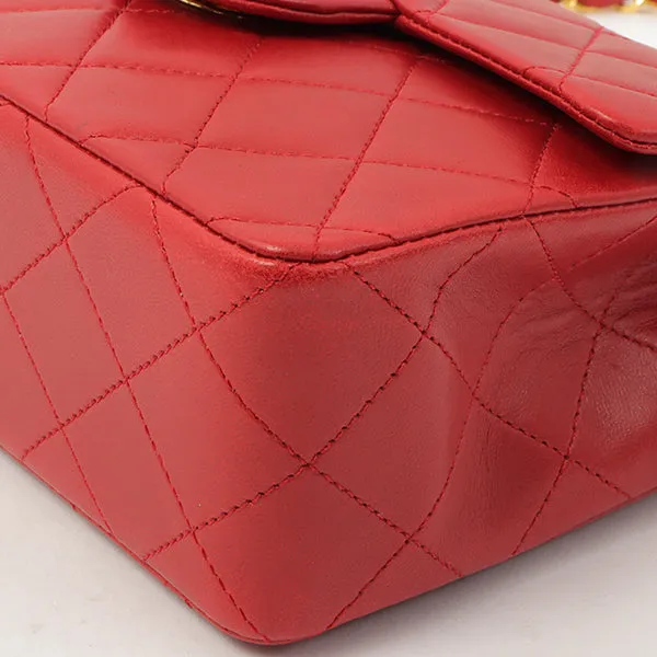 Chanel Around 1990 Made Classic Flap Chain Bag Mini Red
