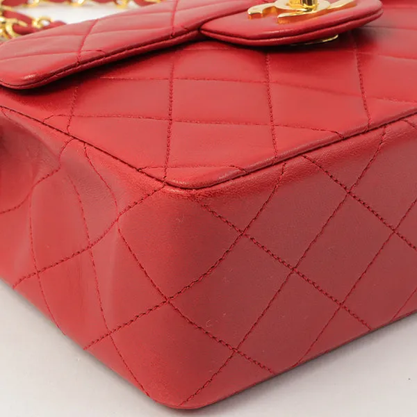 Chanel Around 1990 Made Classic Flap Chain Bag Mini Red