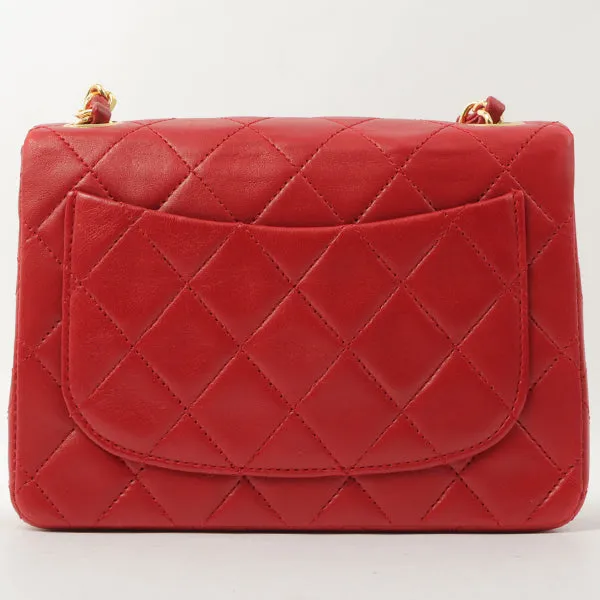 Chanel Around 1990 Made Classic Flap Chain Bag Mini Red