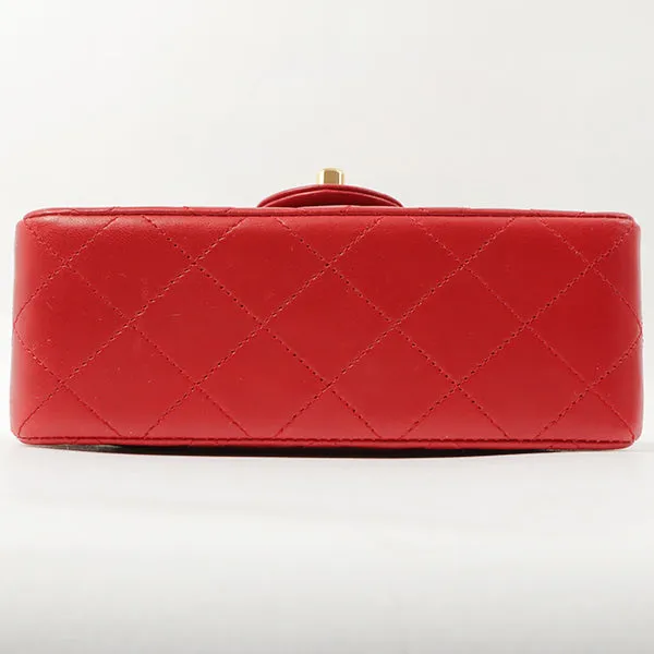 Chanel Around 1990 Made Classic Flap Chain Bag Mini Red