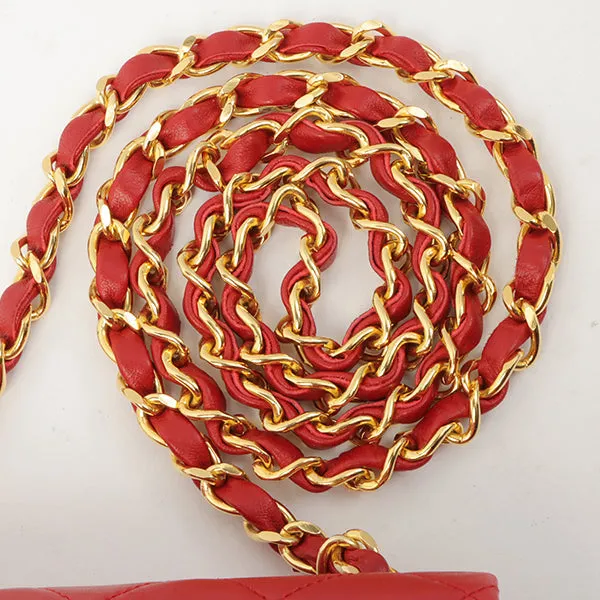 Chanel Around 1990 Made Classic Flap Chain Bag Mini Red