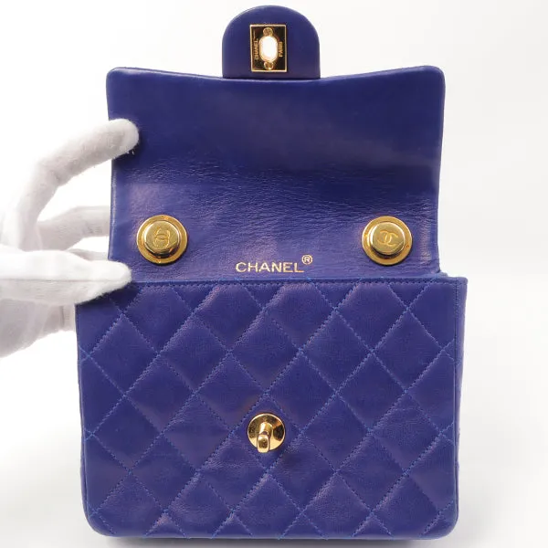 Chanel Around 1990 Made Classic Flap Chain Handbag Mini Blue