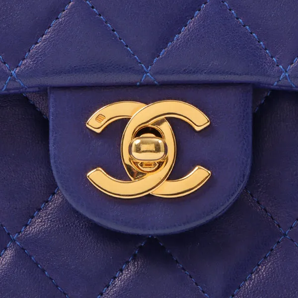 Chanel Around 1990 Made Classic Flap Chain Handbag Mini Blue