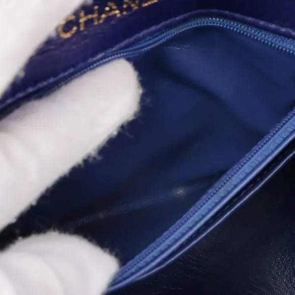 Chanel Around 1990 Made Classic Flap Chain Handbag Mini Blue