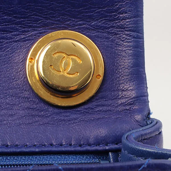 Chanel Around 1990 Made Classic Flap Chain Handbag Mini Blue
