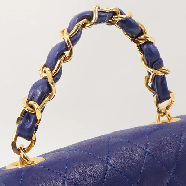 Chanel Around 1990 Made Classic Flap Chain Handbag Mini Blue