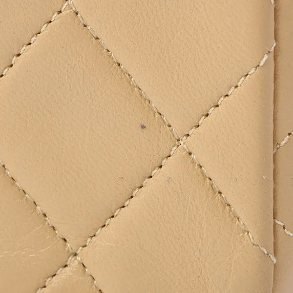 Chanel Around 1990 Made Full Flap Turn-Lock Chain Bag Mini Beige