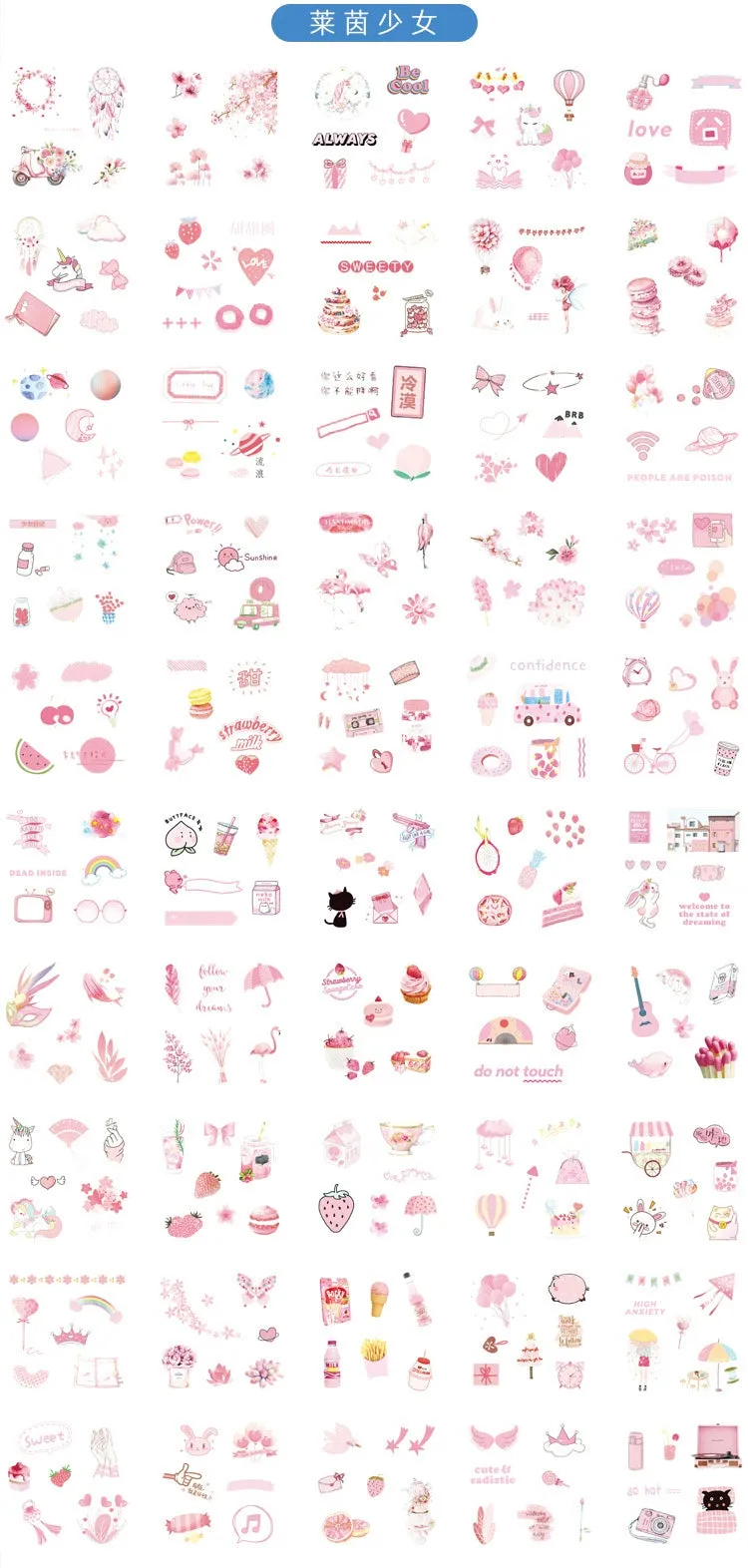 Charming Whimsy- Cute INS Girl Heart & Hand Tent Sticker Set