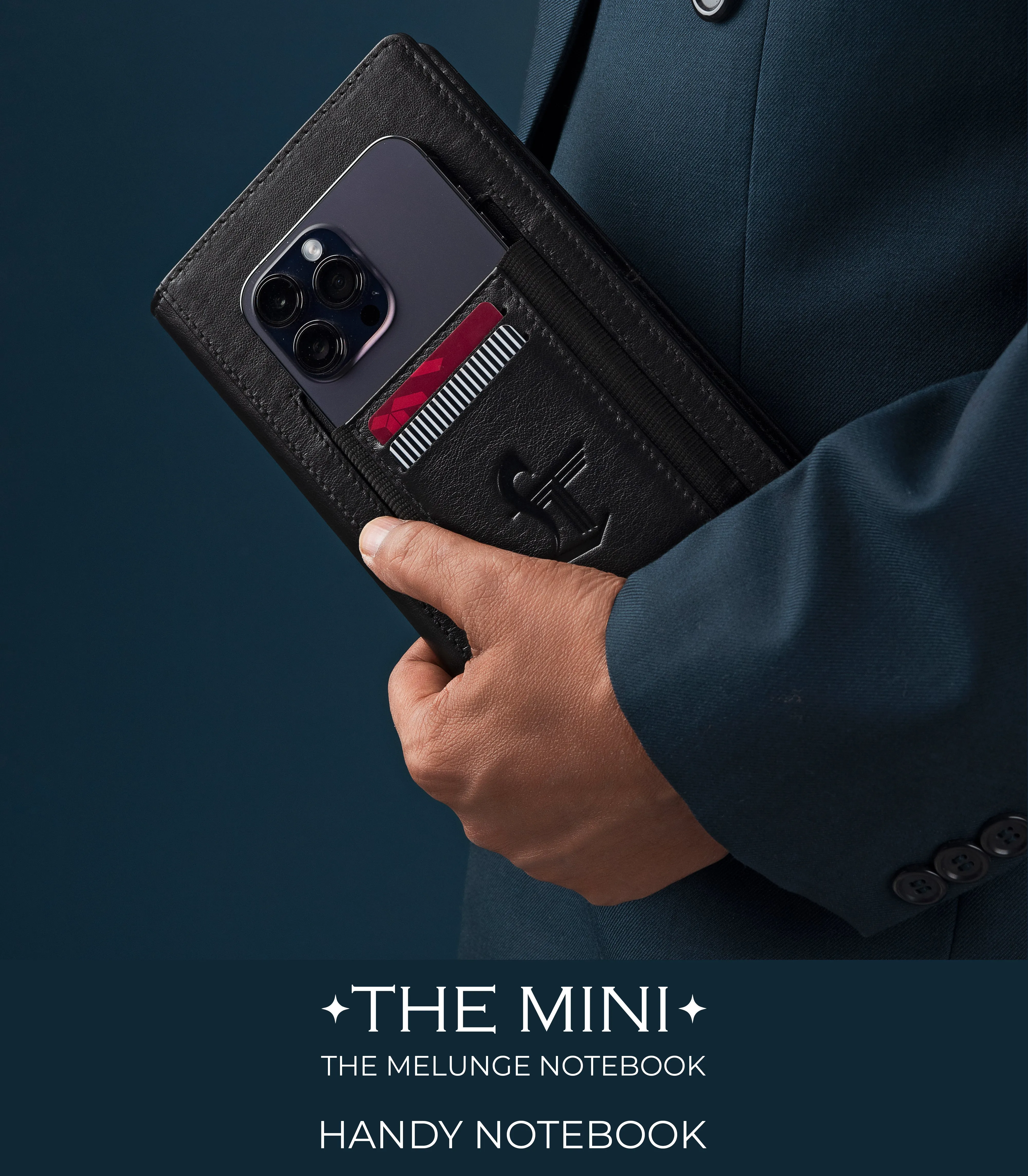 Corporate New Year Gift | The Mini Melunge Luxury Pure Leather Notebook| Premium Genuine Leather Diary For Men & women | Leather Journal - Black