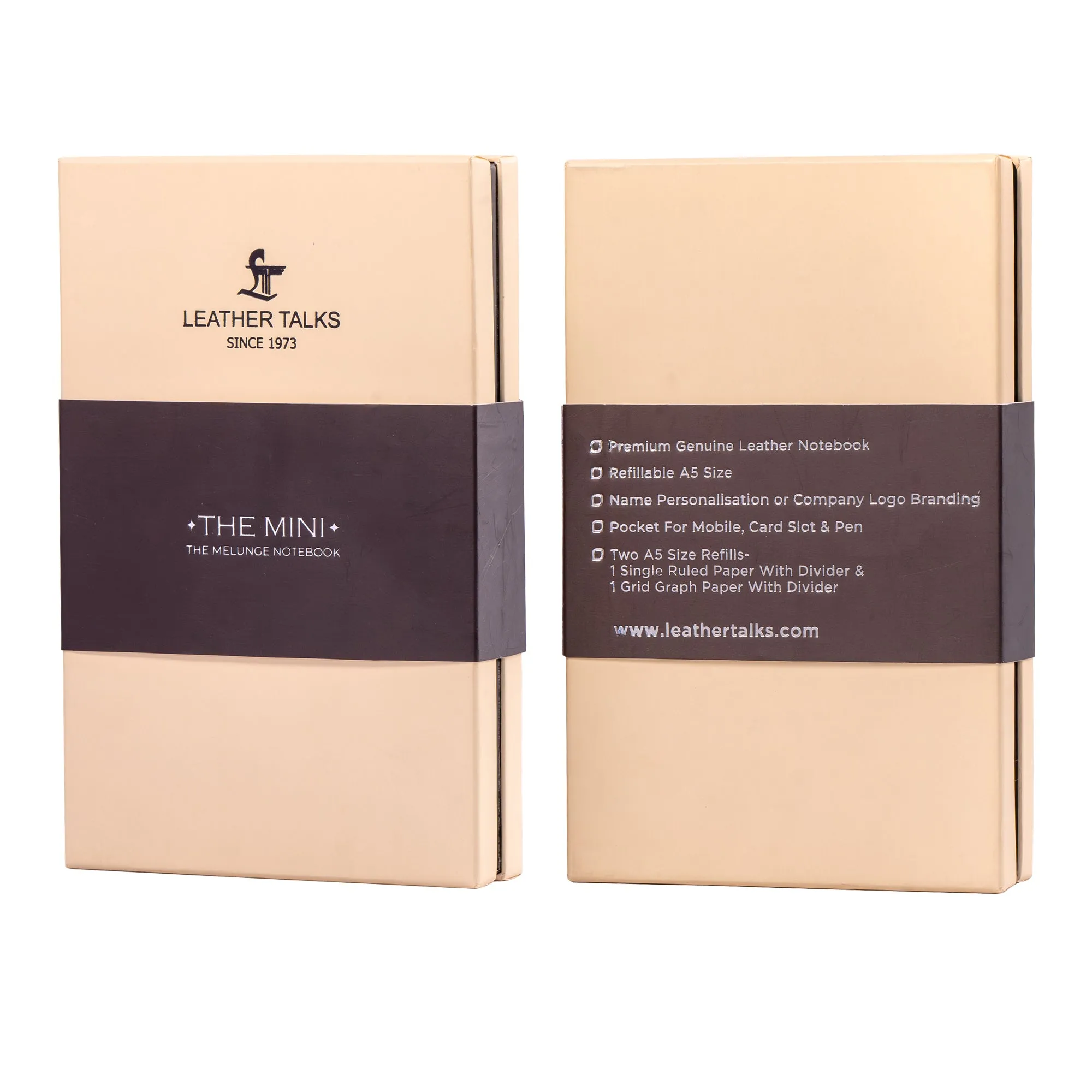 Corporate New Year Gift | The Mini Melunge Luxury Pure Leather Notebook| Premium Genuine Leather Diary For Men & women | Leather Journal - Black