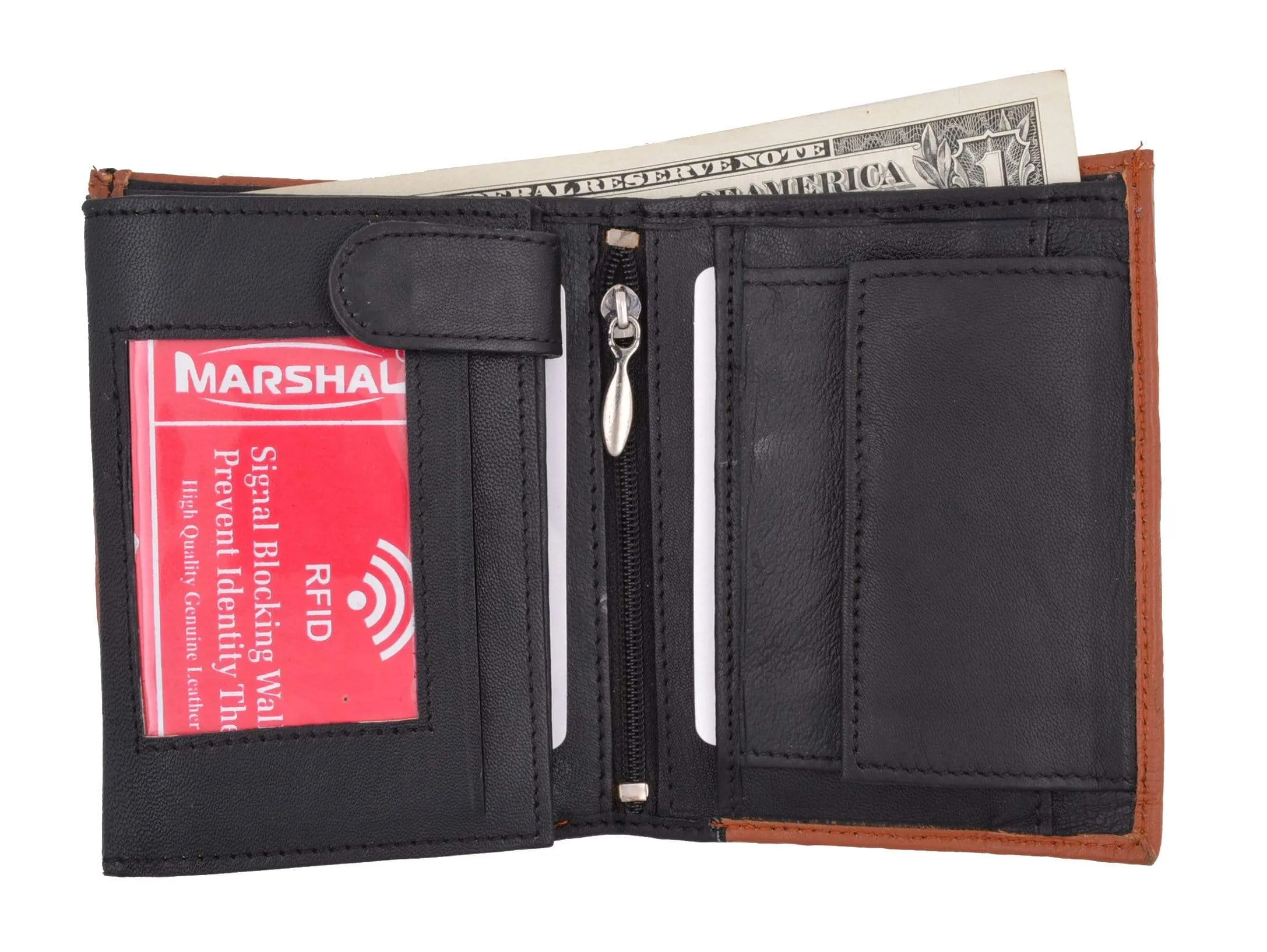 Crocodile Pattern RFID Blocking Premium Leather European Style Bifold Trifold Wallet with ID Window RFIDP518CR (C)