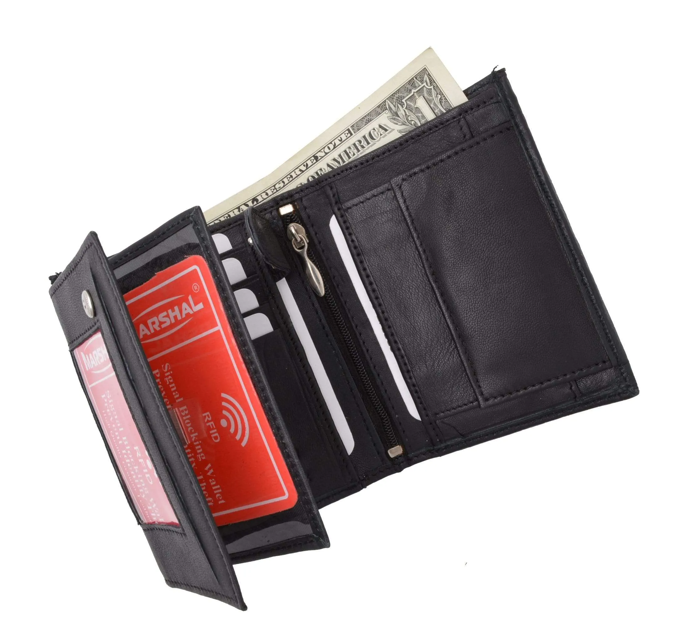 Crocodile Pattern RFID Blocking Premium Leather European Style Bifold Trifold Wallet with ID Window RFIDP518CR (C)