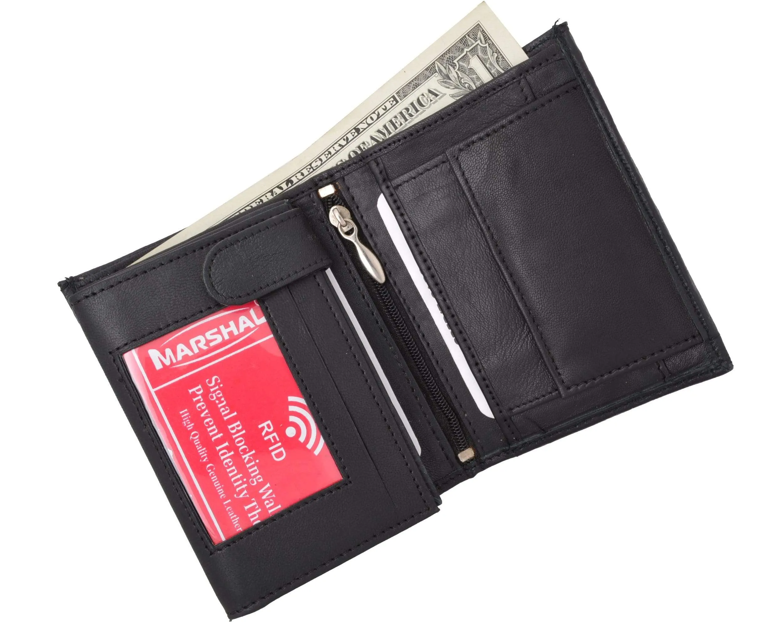 Crocodile Pattern RFID Blocking Premium Leather European Style Bifold Trifold Wallet with ID Window RFIDP518CR (C)