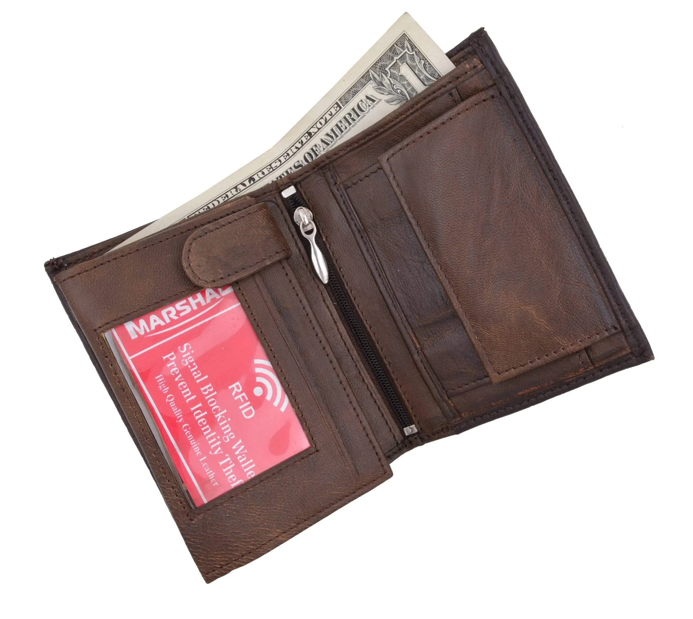 Crocodile Pattern RFID Blocking Premium Leather European Style Bifold Trifold Wallet with ID Window RFIDP518CR (C)