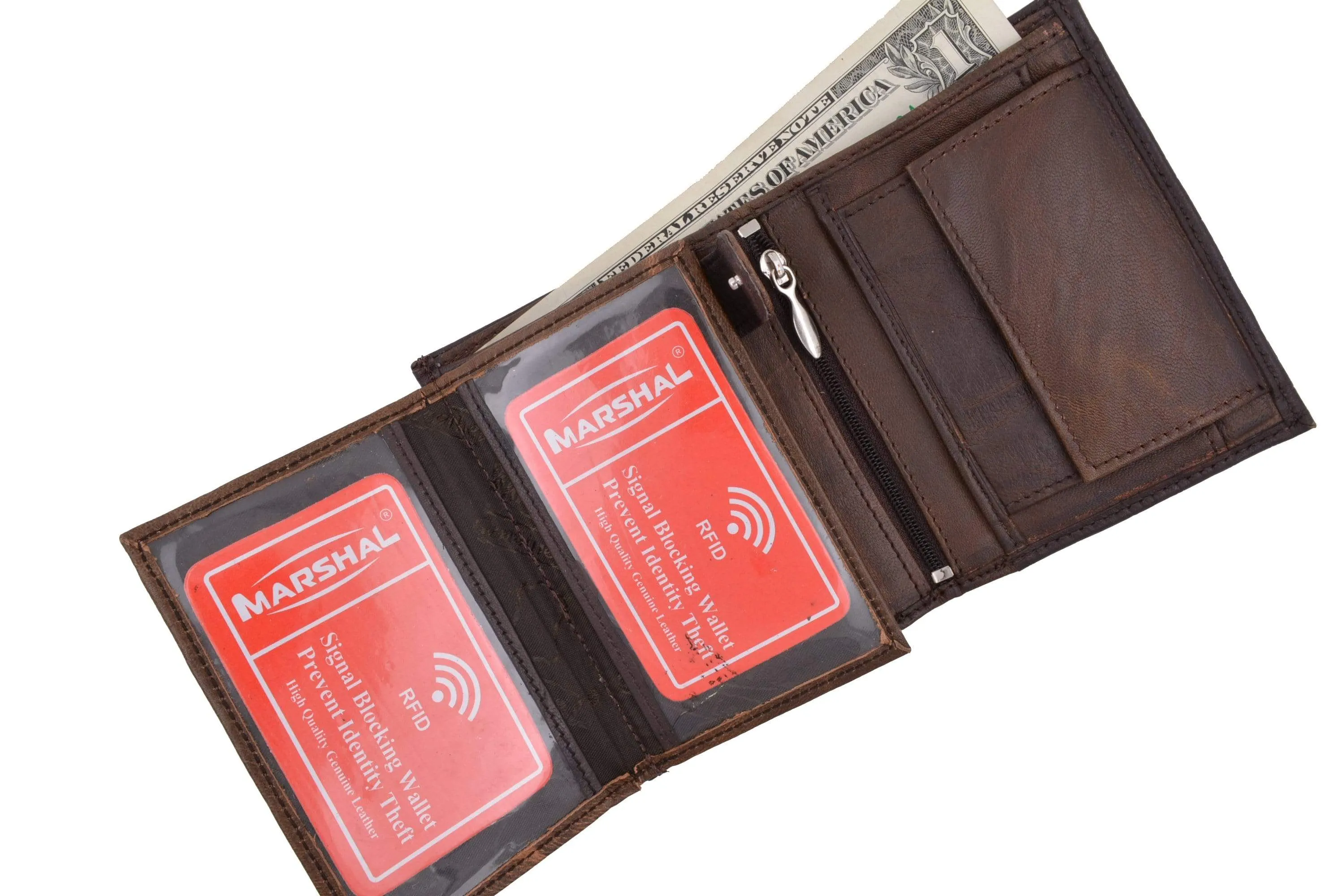 Crocodile Pattern RFID Blocking Premium Leather European Style Bifold Trifold Wallet with ID Window RFIDP518CR (C)