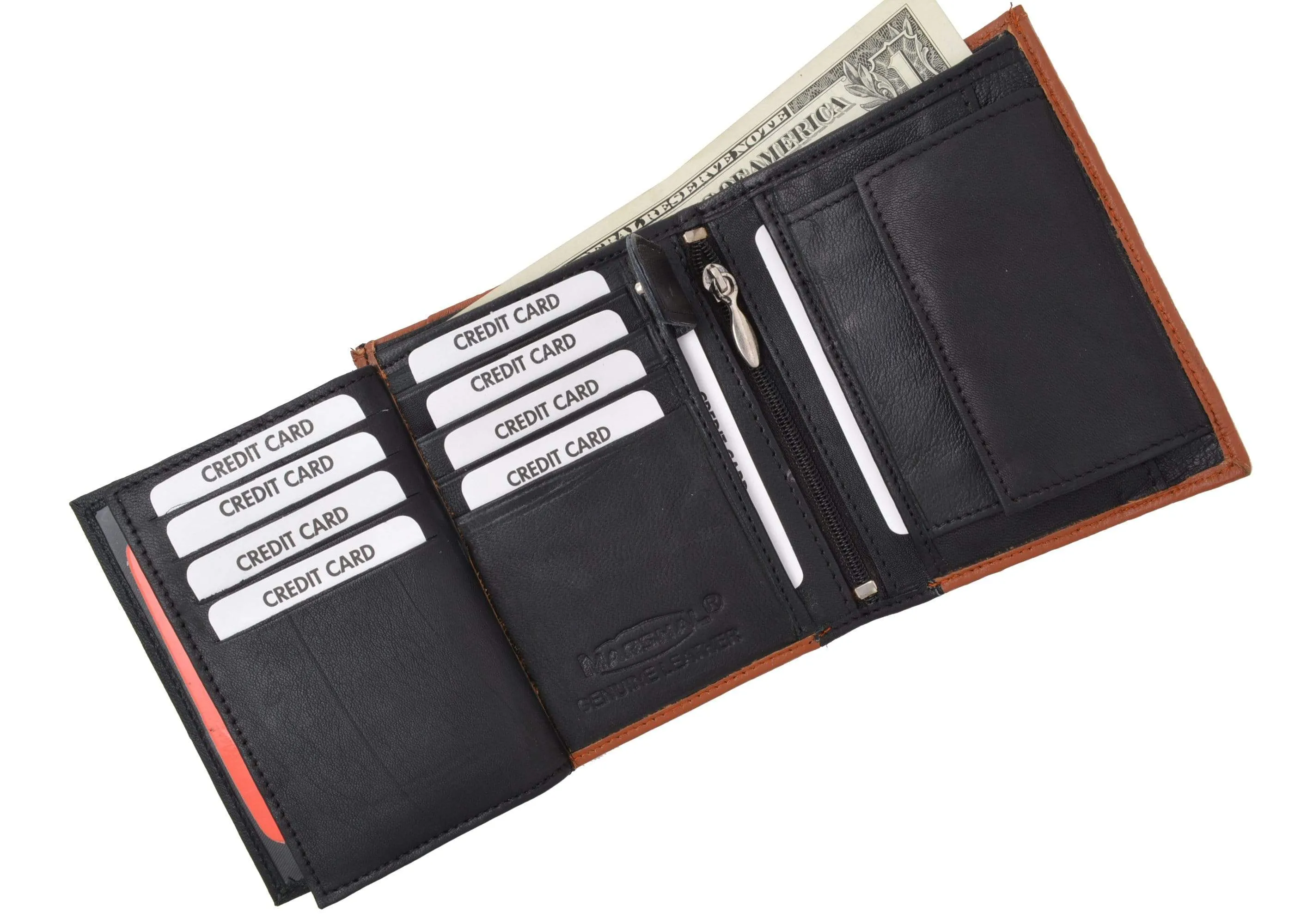 Crocodile Pattern RFID Blocking Premium Leather European Style Bifold Trifold Wallet with ID Window RFIDP518CR (C)