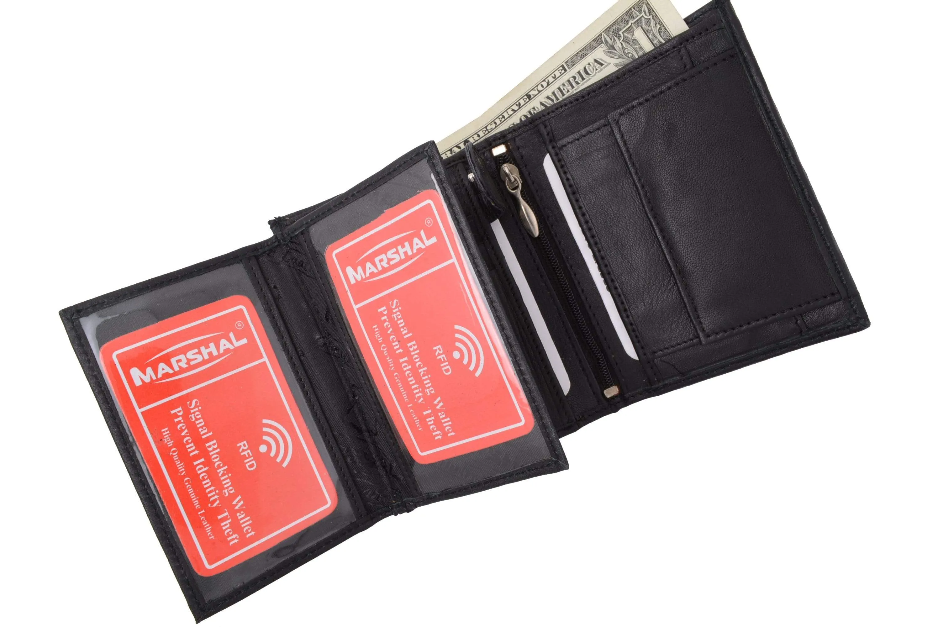 Crocodile Pattern RFID Blocking Premium Leather European Style Bifold Trifold Wallet with ID Window RFIDP518CR (C)
