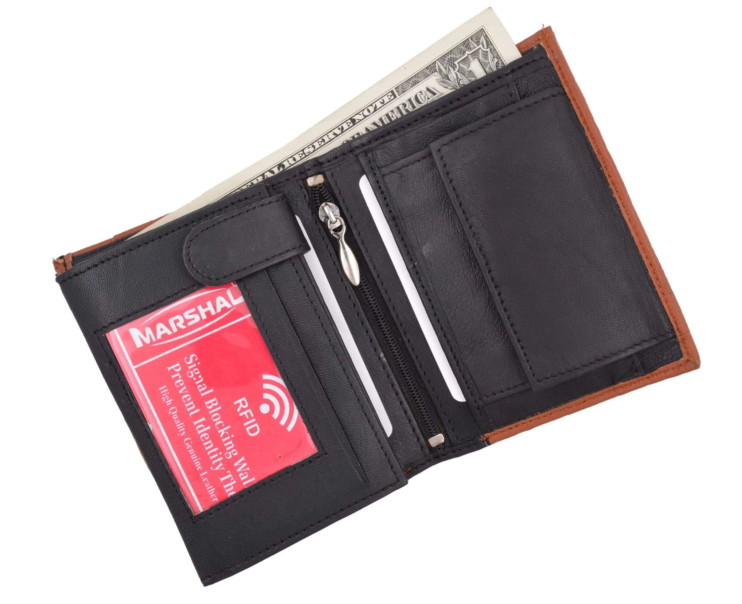 Crocodile Pattern RFID Blocking Premium Leather European Style Bifold Trifold Wallet with ID Window RFIDP518CR (C)