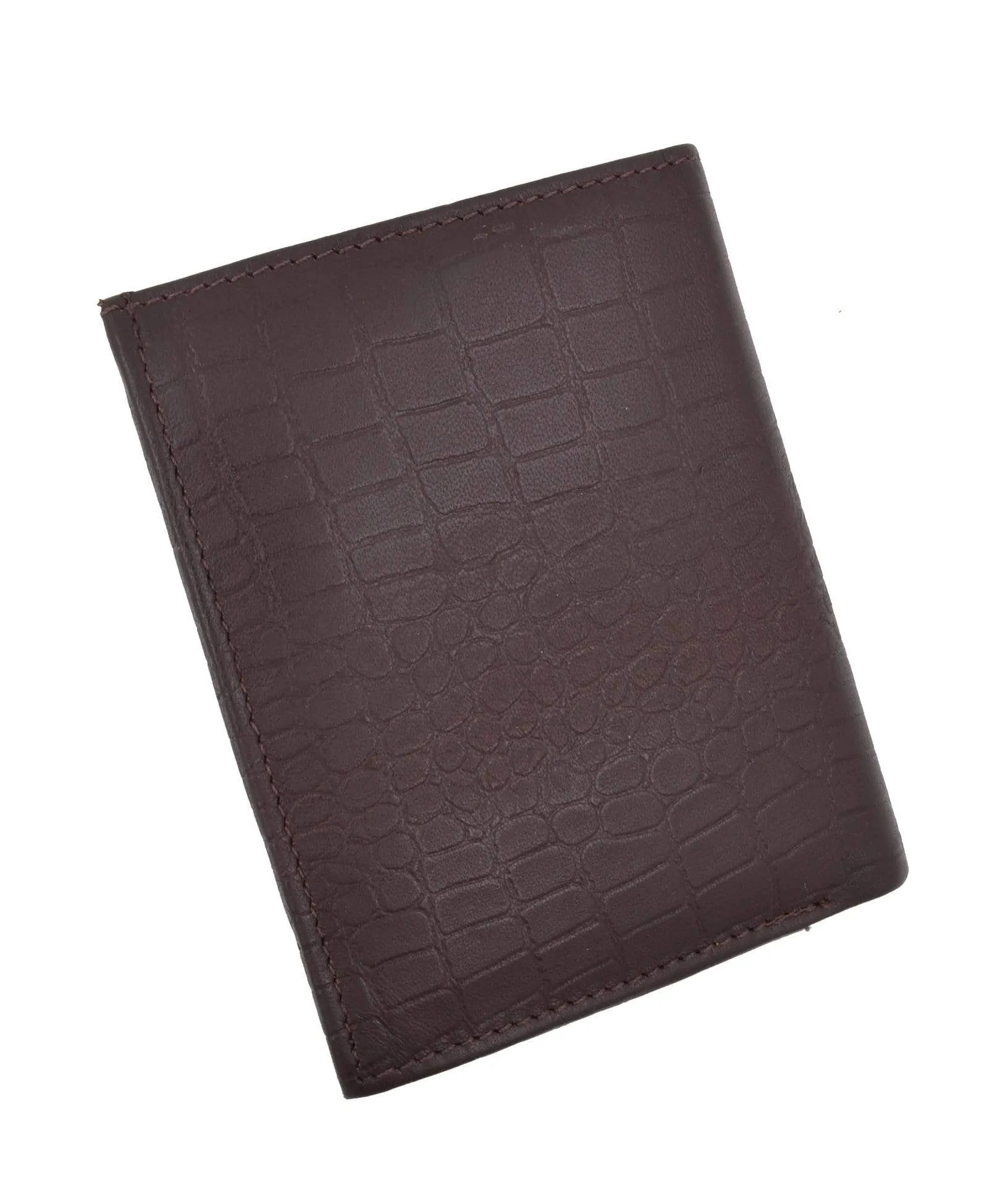 Crocodile Pattern RFID Blocking Premium Leather European Style Bifold Trifold Wallet with ID Window RFIDP518CR (C)