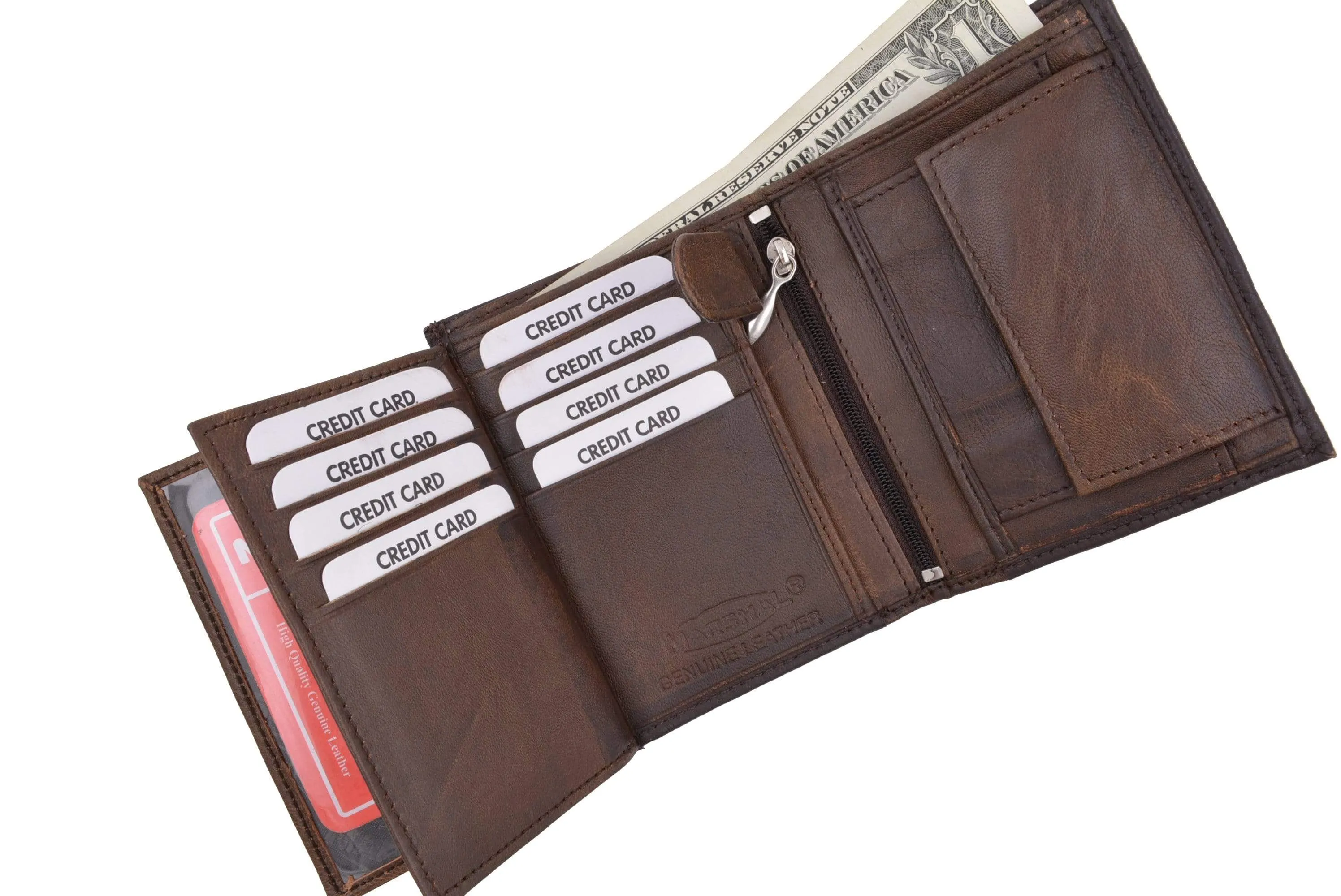 Crocodile Pattern RFID Blocking Premium Leather European Style Bifold Trifold Wallet with ID Window RFIDP518CR (C)