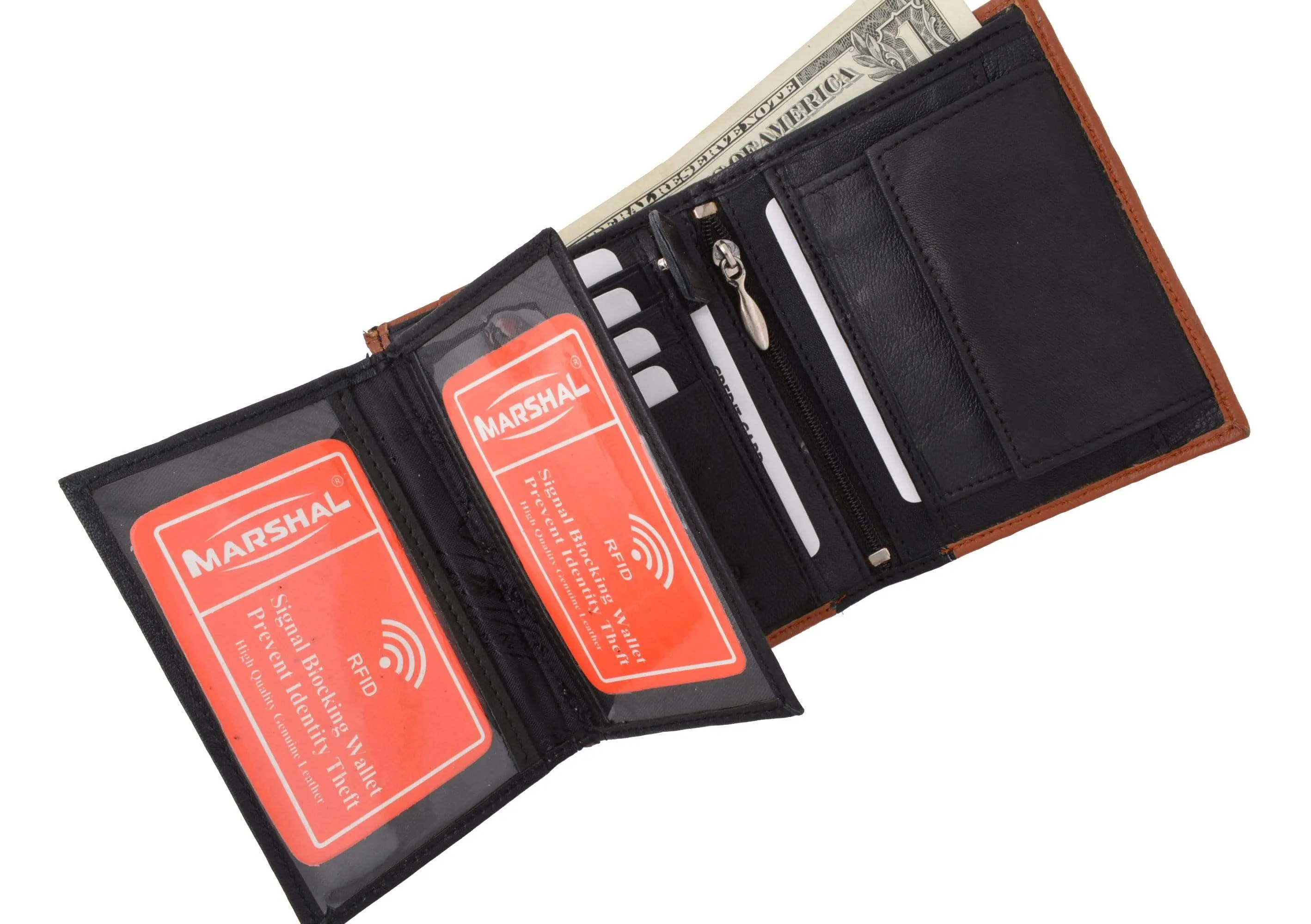 Crocodile Pattern RFID Blocking Premium Leather European Style Bifold Trifold Wallet with ID Window RFIDP518CR (C)