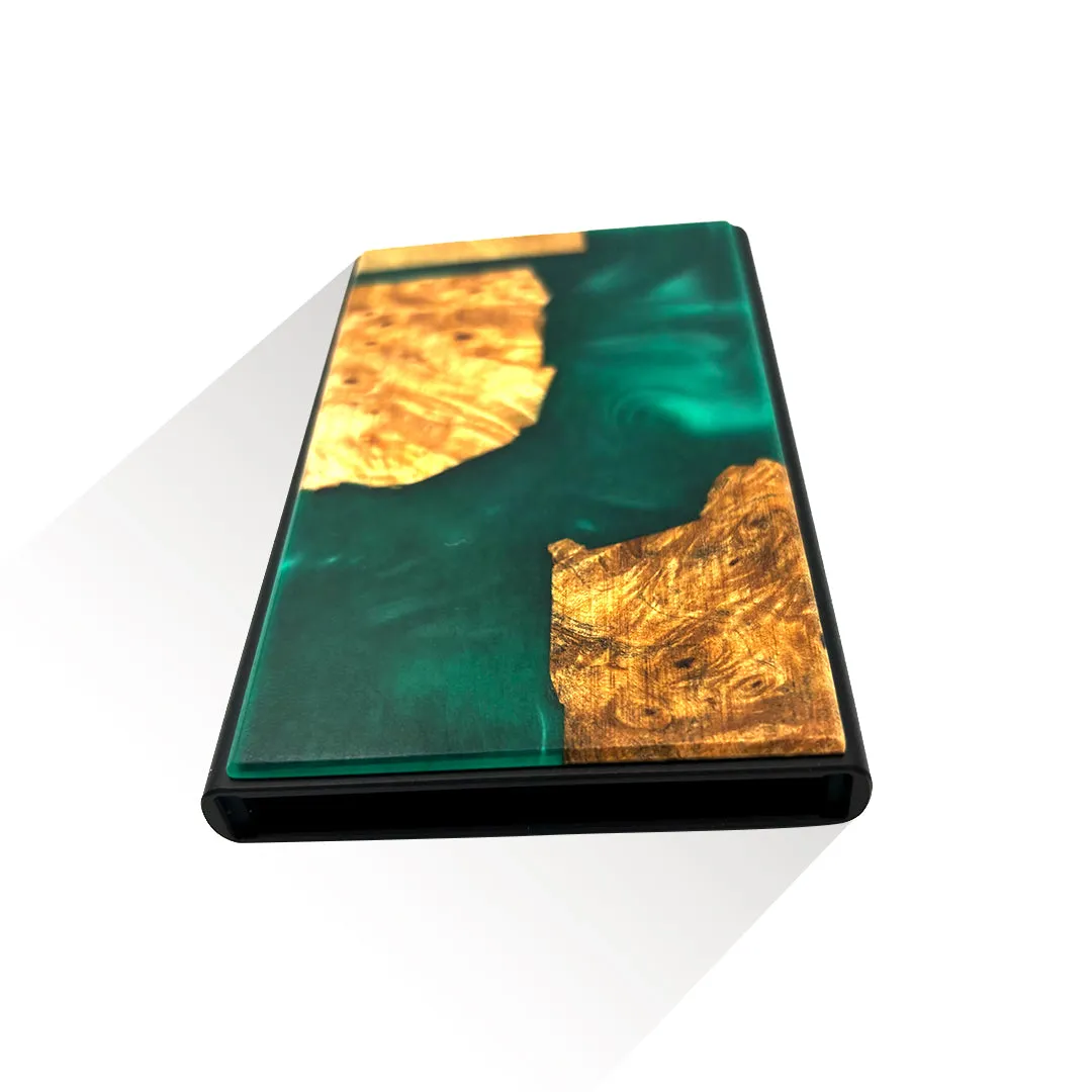 Cyan - Wood & Resin Smart Wallet (Pop-Up Card Holder)