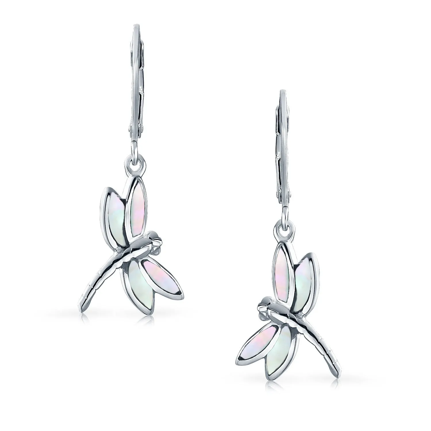 Dainty Butterfly Dragonfly Firefly Gemstone Inlaid Dangle Earrings Sterling Silver